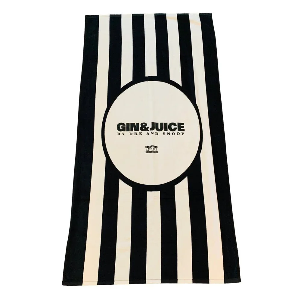 Gin Juice Beach Towel Dre Snoop Black White Striped Terry Cloth Pool Party Gift